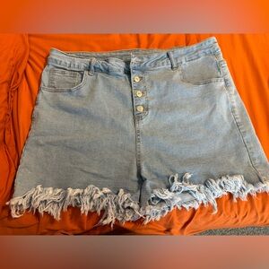 SHEIN Blue Jean Shorts with Frayed Hem 16/18